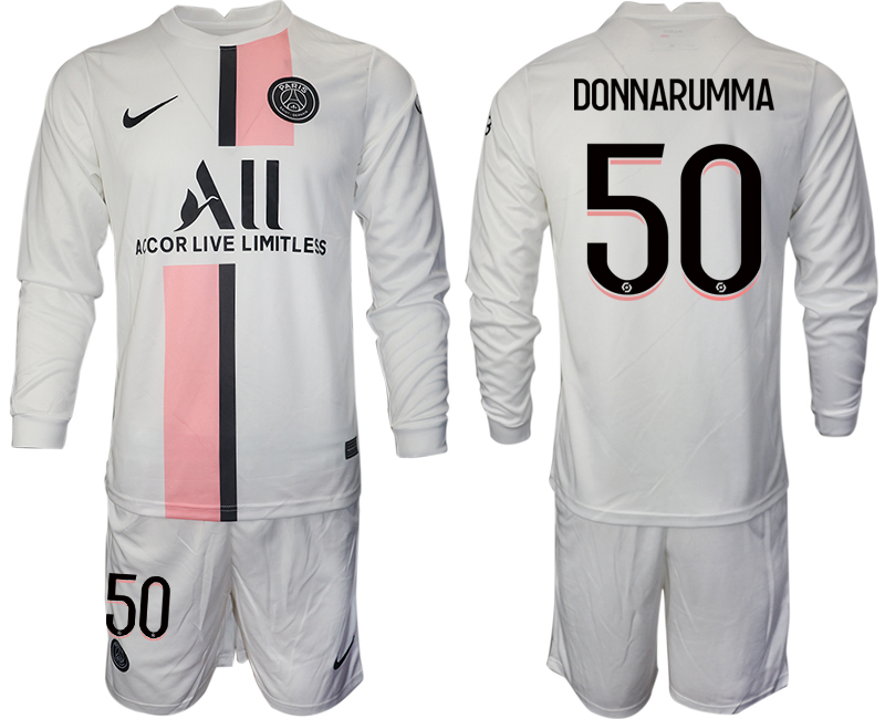 Men 2021-2022 Club Paris St German away white Long Sleeve #50 Soccer Jersey